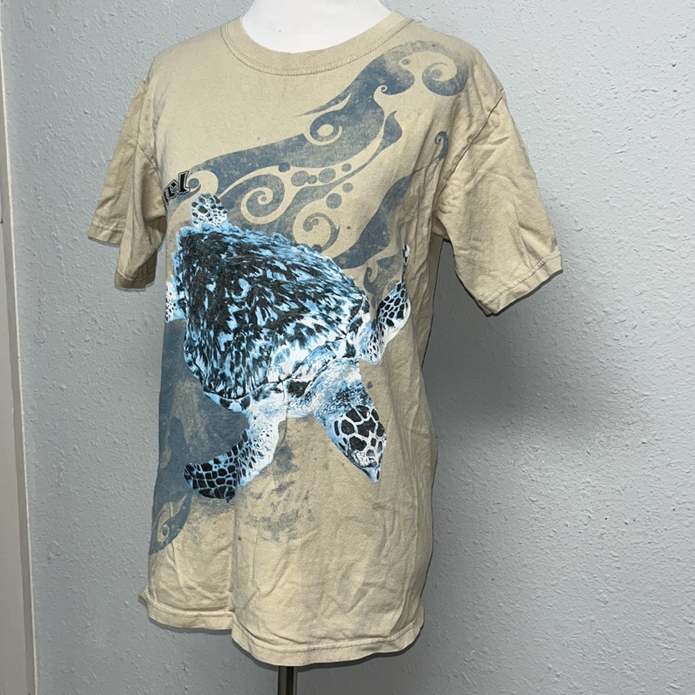 Vintage Cozumel Tan Tee with Blue Turtle Unisex Size Small 100% Cotton!